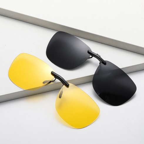 카미유 패션 선글라스 편광 클립 편광 스포츠 선글라스 클립렌즈개블랙+야간 안경 세트 J-001
