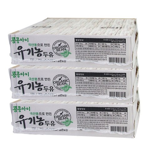 콩콩아이 국산콩으로 만든 유기농두유 어린이두유 콩콩이두유 non-GMO 아기두유, 두유, 3240ml, 3개