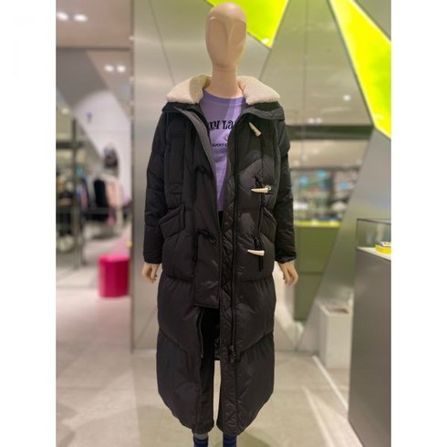럭키슈에뜨 탈부착 퍼 카라 토글 롱 구스 다운 점퍼(LFUCW23440BKX)