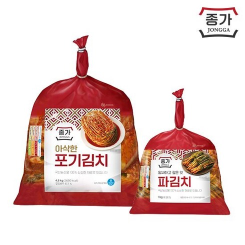 종가 종가집 아삭한포기김치 - 종가 종가집 아삭한포기김치 4.8kg + 파김치 1kg