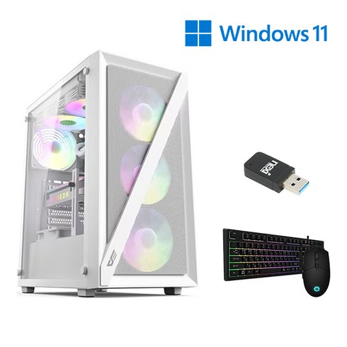 지티컴 (라이젠 7500F RTX 4060 Ti NVMe SSD 500GB 램 16G) 키보드 마우스 무선랜 풀패키지 세트 게이밍 PC 컴퓨터 (GTA75F46TPW-Z), 운영체제 포함(윈도우 Home 정품), 16GB