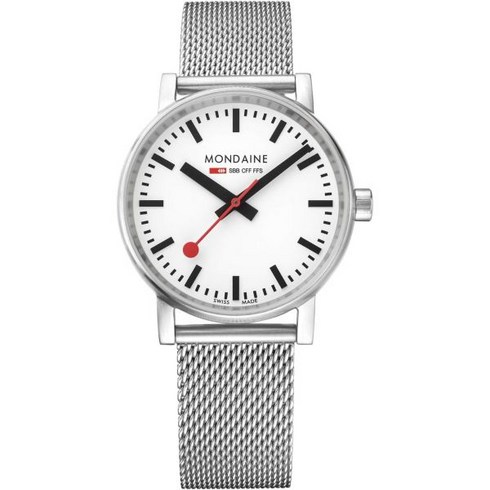 MSE35110SM - 미국 프리미엄 여성 오리지널 정품 시계 아날로그 쿼츠 Mondaine - Evo2 MSE35110SM 남녀시계 35mm 스위스 공식 철도 손목시계 실버 스틸 스트랩 30m 방수