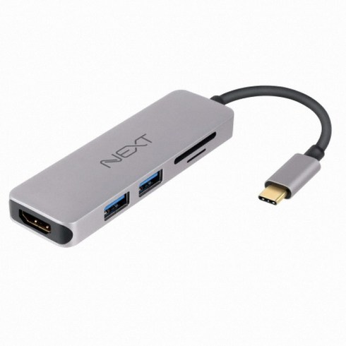 Type-C 멀티어댑터 HDMI/USB/SD/MicroSD 카드리더 NEXT-317TCH, 실버, 1개