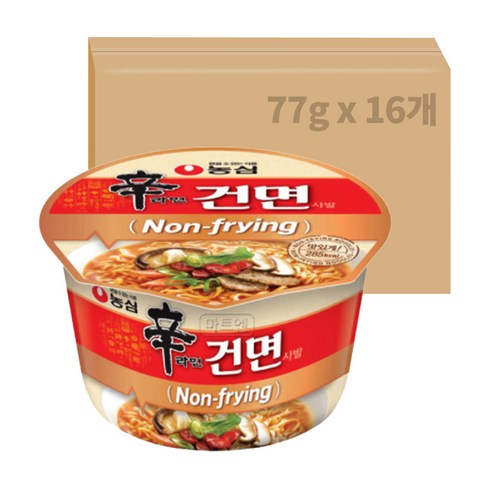 신라면 건면 사발 77g, 16개