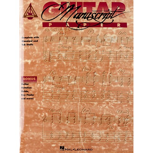 타브악보 - 오선악보 + 기타 타브악보 오선노트 Guitar Tablature Manuscript Paper Hal Leonard 할 레오나드 Made in USA