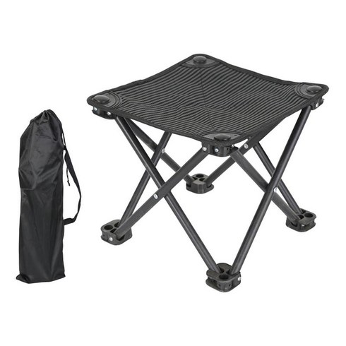 접이식 캠핑 의자 접이식 의자 소형 내마모성 경량 휴대용 접이식 의자 바베큐 여행 캠핑을위한 캠프 의자, 가방과 블랙, 600D 옥스포드 원단, 1개