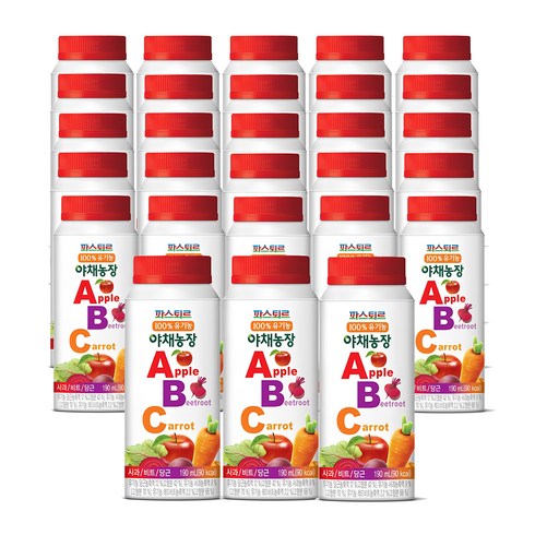 파스퇴르 100%유기농 야채농장 ABC주스 190ml, 28개