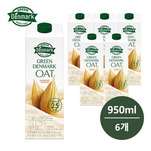동원 그린덴마크 귀리 950ml 무료배송/비건음료/귀리우유/아침대용/포스트프로, 6개, 6개
