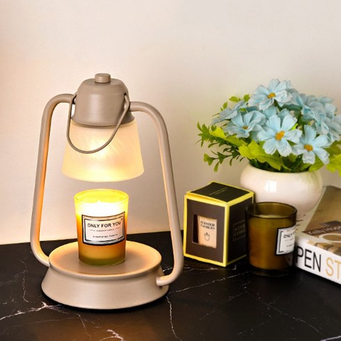 빈티지 랜턴 왁스 캔들 따뜻한 빛 아로마 테라피 버너 테이블 램프 Dimmable 침실, Beige Body_220V EU AU UK Plug