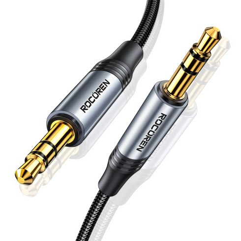 Rocoren 3.5 잭 오디오 케이블 잭 남성 남성 오디오 Aux 케이블 전화 헤드폰 자동차 MP3 스피커 컴퓨터 TV Aux 코드 5M, 1개, 실버 블랙, 2000mm