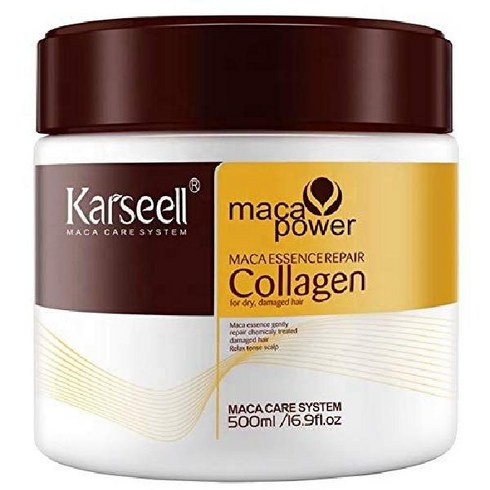 Karseell 콜라겐 마카 헤어 트리트먼트 에센스 리페어 컨디셔닝 마스크 500ml 건조 손상 모발용, 1개