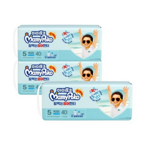 마미포코 땀먹는 썸머 팬티 특대형 남아 40p x 3팩, 5단계