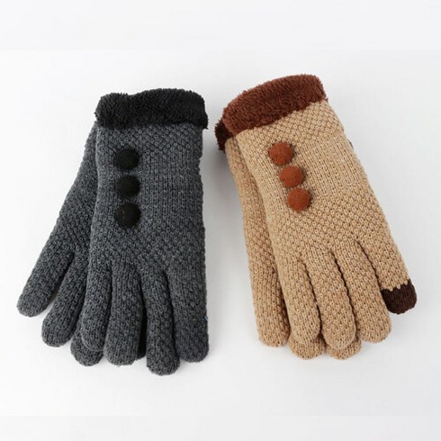 코지 여자 콩단추 디자인 한겨울 방한 손가락 장갑