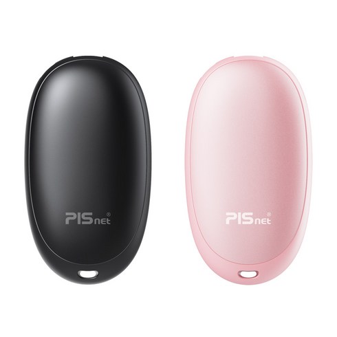 2023년 가성비 최고 pisnet손난로 - USB 충전식 손난로 피스넷 에그 휴대용 핫팩 1+1, 블랙+핑크