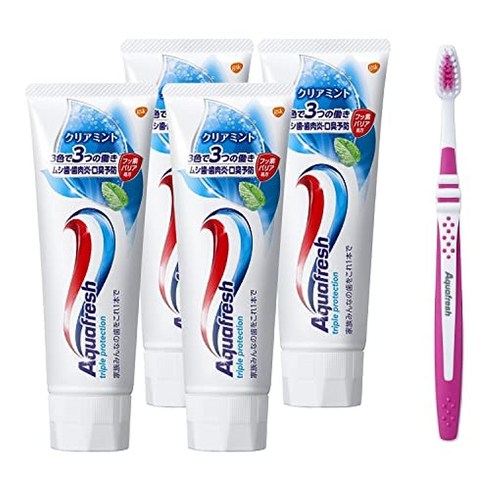 Aquafresh 아쿠아프레시 클리어민트 치약 140g 4개 + 칫솔 포함 ※색상은 선택하실 수 없습니다, 1개, 1ml