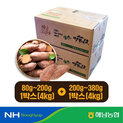 농협 2023 해남농협 해남 황토 호박고구마 8kg(4kg*2박스), 1