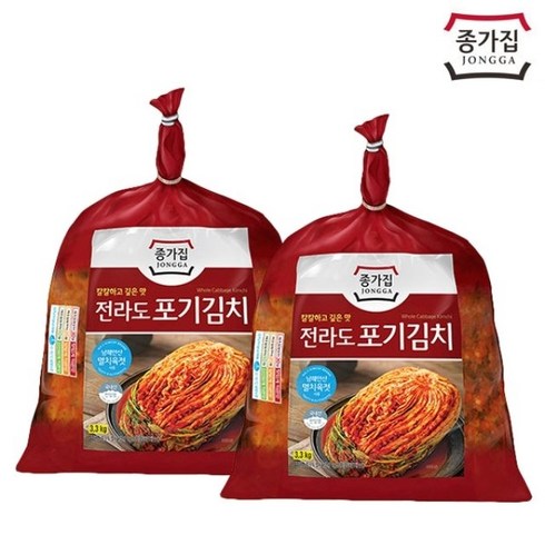 종가집 전라도 포기김치 3.3kg x 2개(총 6.6kg), 2개