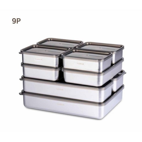 바이마르 스텐 304 냉장고 사각 용기 9P, 9개