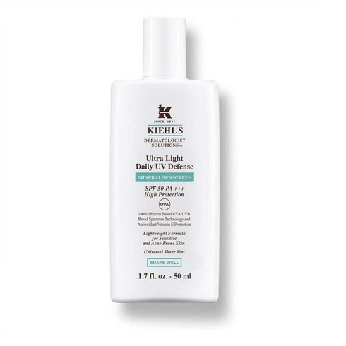 KIEHLS 키엘 울트라 라이트 데일리 UV 디펜스 미네랄 선스크린 선로션 Mineral Sunscreen SPF50 50ml, 1개