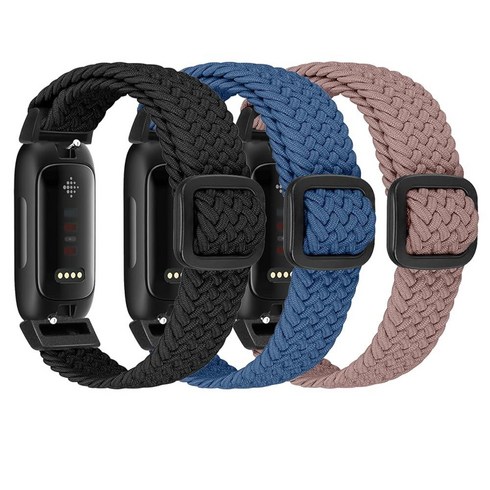 Fitbit Inspire 3/Inspire 2/Inspire HR/Inspire/Ace 3/Ace 2와 호환되는 탄성 브레이드 밴드 3팩 조절 가능한 스트레치 신축성 있는 3/