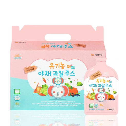 비타민마을 금쪽같은내새끼 100% 유기농 야채 과일 주스 70ml 30포 X 1박스, 2박스