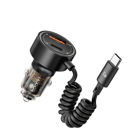 차량용고속충전기 - Toocki 60W PD3.0+QC3.0+Type-C 3 in 1 반투명 고속 차량용 충전기, 블랙, TQ-CC26A