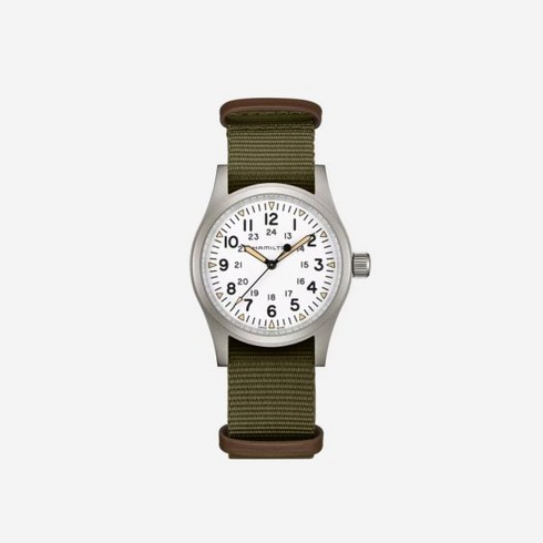 카키필드메카니컬 - [정품 보증] 해밀턴 카키 필드 메카니컬 38mm 나토 스트랩 그린 화이트 Hamilton Khaki Field Mechanical