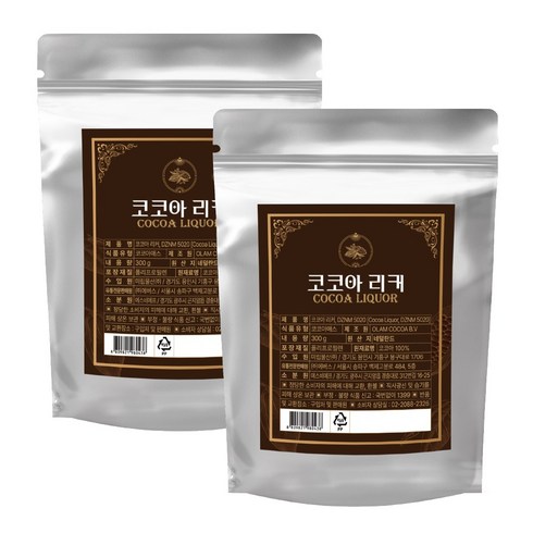 카카오매스 - 리커 카카오 다크초콜릿 코코아매스 100% 300g 2개