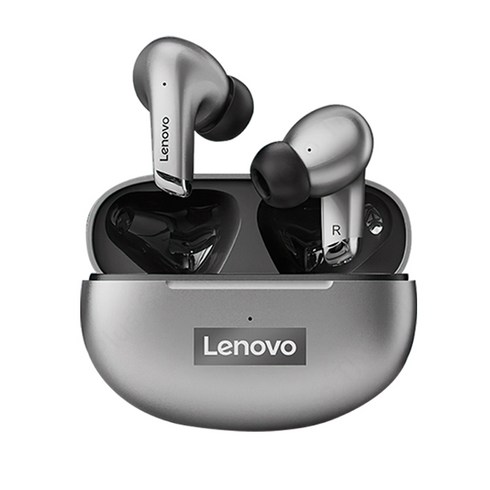 Lenovo LP5 무선 블루투스 하이파이 음악 마이크 스포츠 방수 이어폰, Grey