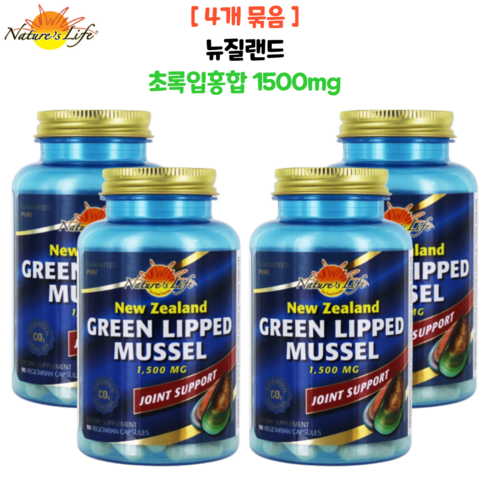 네이쳐스라이프 초록입홍합 1500mg 캡슐, 90정, 4개