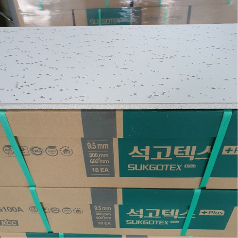 석고보드 - KCC 석고텍스 PLUS 9.5TX300X600:18매/BOX(평일16시전 주문시 배송 출발), 9.5TX300X600MM:18매/BOX, 1개