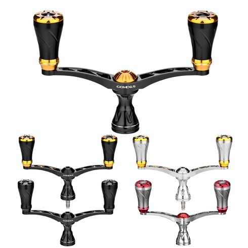 2023년 가성비 최고 고멕서스더블핸들 - 고멕서스 98mm CNC 알루미늄 더블핸들 TYPE 1 (세일러20노브 장착형) 시마노 다이와 스피닝릴 호환, 시마노용-블랙투톤 골드