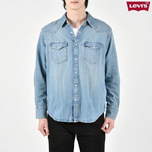 2023년 가성비 최고 바스토우 - 리바이스 신구로 공용 바스토우 웨스턴 데님 셔츠 연블루 85744-0001