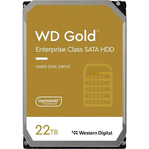 Western Digital 2TB WD Gold 엔터프라이즈급 내장 하드 드라이브 - 7200 RPM 클래스 SATA 6Gb/s 128 MB 캐시 3.5 WD2005FBYZ, 22TB, 22TB