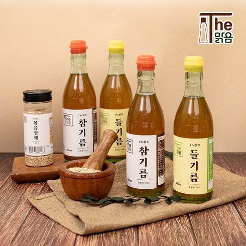 더맑음참기름 - The맑음 저온압착 참기름 & 들기름 350ml 1+1, 2개