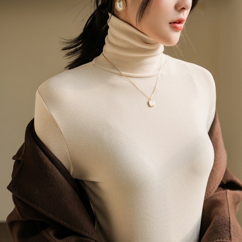 2023년 가성비 최고 여성목폴라내의 - 온미올렛 여성 따듯한 하이넥 목폴라 슬림핏 긴팔 티셔츠