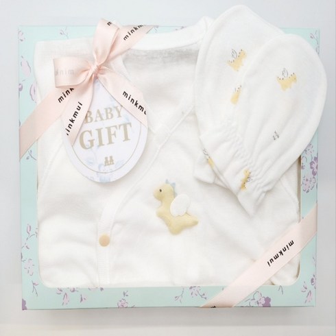 [밍크뮤]HP(WH)리오셀콩콩배내저고리.손싸개SET(33A70-000-02 008-03) 24년용띠출산선물, 없음