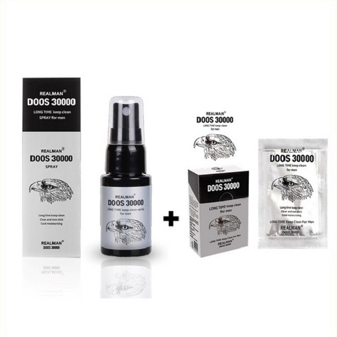 [펜시라벨] 리얼맨도스 30000 롱타임 킵클린 포맨 스프레이 20ml + 도스 30000 2ml x 10p [언제 어디서든 강한 남성 필수 아이템], 1set