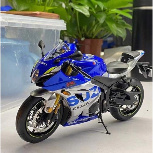 LCD Model 스즈키 GSX-R 1000R 오토바이 모형 바이크 다이캐스트 1:12, 블루 실버