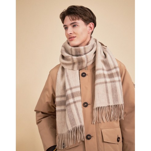 [헤지스 남성] [23FW] HZMU3F105I2 베이지 헤지스 체크 머플러