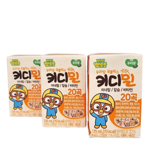 100%국내산 20가지 곡물함유 뽀로로 키디밀 성장 밸런스 음료, 24개, 135ml