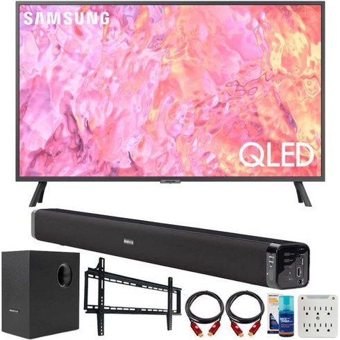 삼성 QN75Q60CA 75인치 QLED 4K 스마트 TV 번들디코 기어 홈시어터 사운드바 포함 서브우퍼 월마운트 액세서리 키트 6FT HDMI 2.0 케이블 등 2023년형, 32 Inch