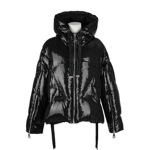 2023년 가성비 최고 크리스조이 - [크리스조이]22FW AFMW001N BK01 블랙 퍼프 크리스 아이코닉 글로시 PAILLETTES 시퀸 패딩 LNL