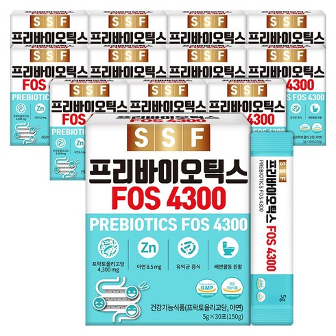 [12개월분오한진 프리바이오틱스 FOS 트리플 12박스체험분10포 - 순수식품 프리바이오틱스 FOS4300 12박스(360포) 아연 프락토올리고당, 360개, 5g