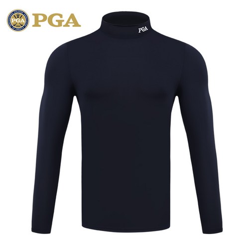 PGA 남성 골프 목폴라 베이스 레이어 가을 겨울용 기능성 터틀넥 티셔츠