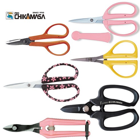 치카마사 전문가용 원예가위 꽃꽂이 플로리스트 하훼 정원 일본, 07) TP-600 (핑크), 1개