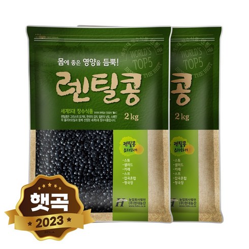 현대농산 검정 렌틸콩 4kg (2kgx2봉) 블랙 렌즈콩, 1개, 4kg(2kgx2)