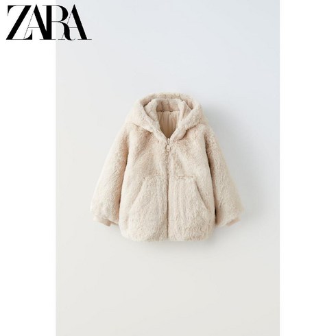 ZARA 가을 2023 새로운 아기 및 유아 인조 모피 효과 재킷 0874560 712