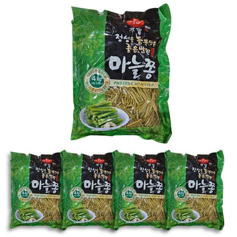 마늘쫑4kg - 동보식품 식초마늘쫑 4kg 1박스 4개입, 4개