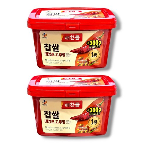 찹쌀고추장 - 해찬들 찹쌀 태양초 고추장, 2개, 1.8kg